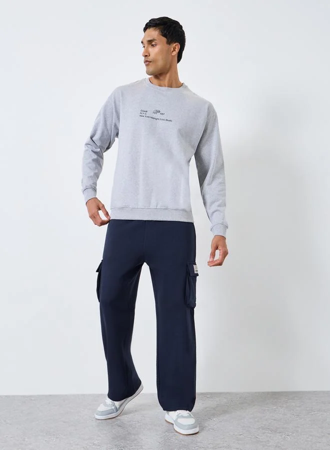 Men Navy Blue Oversized Cargo Joggers